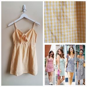 Lulus Yellow and White Gingham Mini Dress XSmall